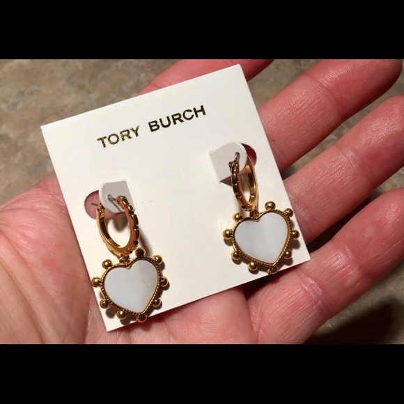 Tory Burch Jewelry - Tory Burch Gold-Tone Semi Precious Heart Earrings